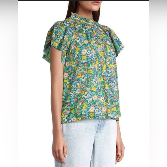 Birds Of Paradise Trovata Carla High Neck Blouse Young Meadow s $288 - Picture 1 of 4